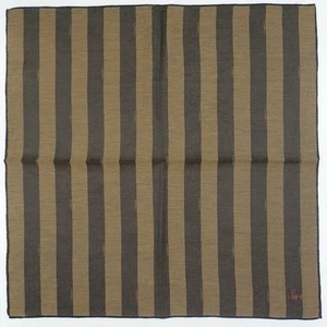 HK97- FENDI Vintage Striped Handkerchief 20.5x21” Brown Black Logo Cotton Scarf - Picture 1 of 10