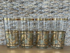 4 Vasos Culver Toledo Highball Verde Dorado Verde 12oz Vaso MCM - Imagen 1 de 6
