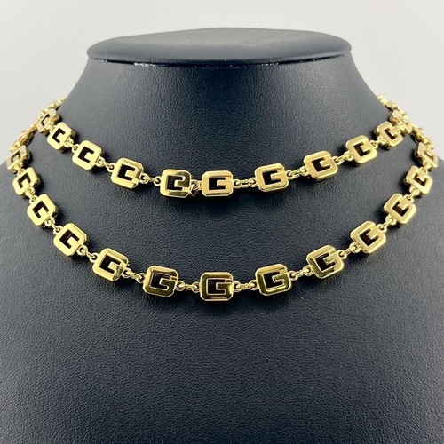 Collana catena maglia logo GIVENCHY G tono oro Giappone usata lunghezza 39 cm 15 3"