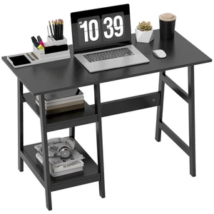 HOMCOM Computer Writing Desk w/ Shelf PC Workstation for Home Office Black - Picture 1 of 11