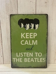 Keep Calm Listen To The Beatles Poster Metal Sign - White Album Abby Road - Picture 1 of 1