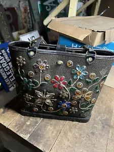 Antiguo Raro Original Usado 1963 Enid Collins Bolso de Mano Cartera Gemas Joya - Imagen 1 de 12