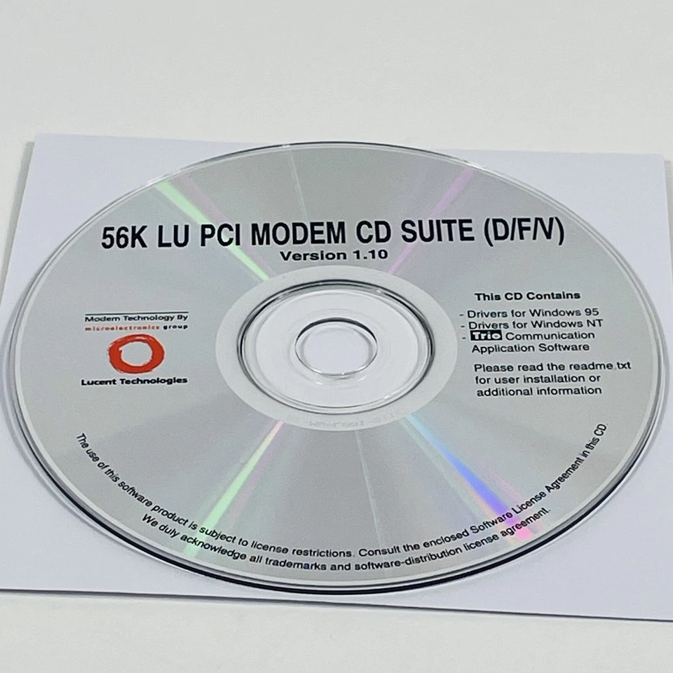 56K LU PCI Modem CD Suite (D/F/V) Version 1.10 - Image 1 of 2