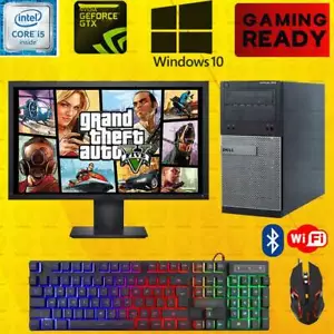 GTA5 Dell i5 Gaming Desktop PC Computer SSD Nvidia GT1030 Win 10 16GB bundle - Picture 1 of 7
