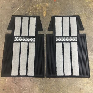 NOS Plasticolor Gray Checker Floor Mats PAIR Vintage Car Auto Rubber Carpet - Picture 1 of 3