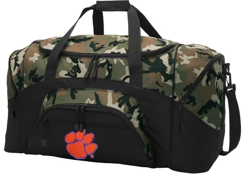 Clemson University Duffel BAG CAMO Gym Bags Suitcase LOADED w/ POCKETS Cover