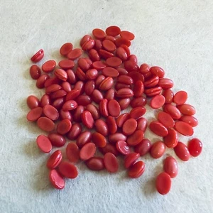 BB504 Vintage German glass cabochons 6x4mm coral unfoiled flat back (100) - Picture 1 of 1