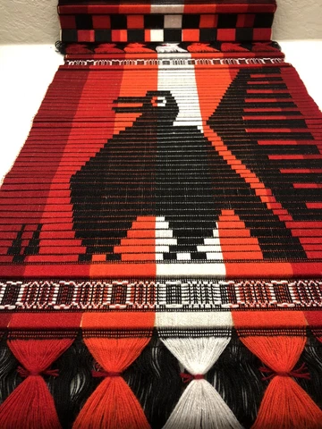 Venezuela hand loomed wall hanging black red handmade 32 x 14.5 decor Cover