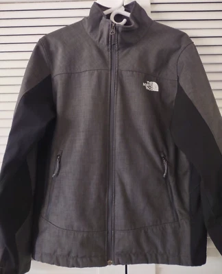 The North Face Mens Sz M Black Gray Jacket Zip Pocket Fleece Lining F13 Hiking - Image 1 of 4