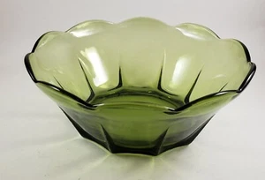 Anchor Hocking Avocado Green Glass Serving bowl Swedish Modern MCM Vintage  - Picture 1 of 3