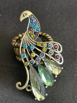 Anillo Ajustable Betsey Johnson Vintage Marroquí Multicolor Pavo Real Con Gemas Foto 1 de 4