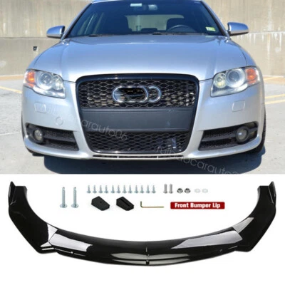 For 2005 Audi S4 Sedan Glossy Black Front Bumper Lip Spoiler Splitter Lower Chin Foto 1 de 4