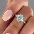 1.50 Ct Oval Cut Solitaire Moissanite Engagement Ring In 14K White Gold Plated