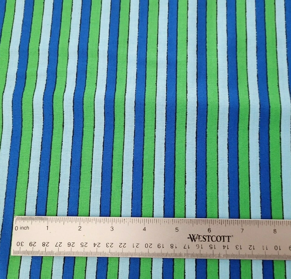 Welcome BTY Quilting Treasures Rayas Azul Verde Foto 1 de 2