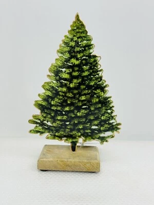 Vintage Fir Tree Table Piece Photographic Transfer (2-Sided Metal, Wood Base) 🎄 - Image 1 of 4