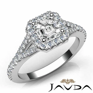 Anillo de Compromiso de Diamantes Halo French Pave Asscher para Mujer GIA I Color VS2 1,21Ctw - Imagen 1 de 12