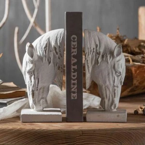 Horse Bookends - Equestrian Book Holder Set Country Farmhouse Home Decor - Imagen 1 de 10
