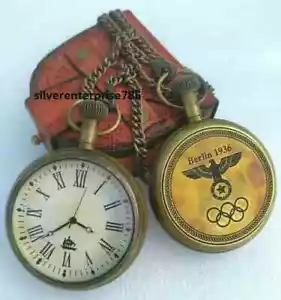 Brass Pocket Watch Berlin 1936 Olympic Replica, Vintage Gifts For Men & Women - Picture 1 of 3
