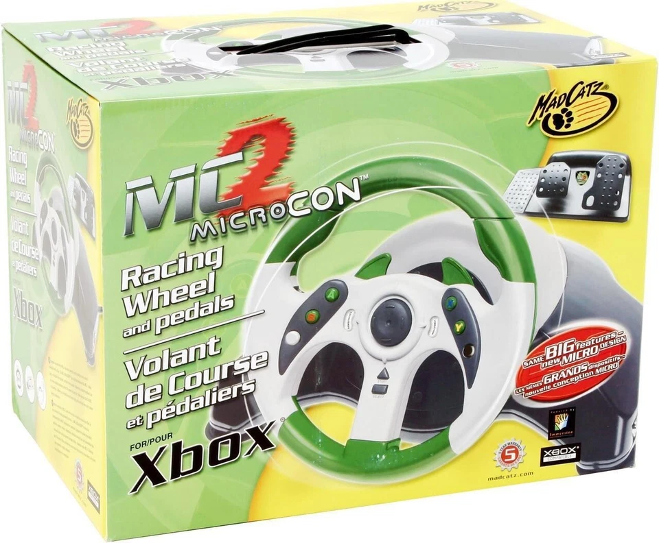 Mad Catz MC2 MicroCON Racing Wheel and Pedals for Xbox NEW in Original Box - Image 1 of 4