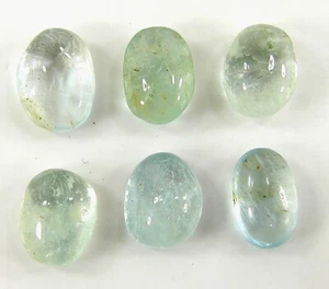 10.50 Ct Natural Aquamarine Loose Gemstone 8-9 mm Cabochon 6 Pcs Stone Lot- 2595 - Picture 1 of 2