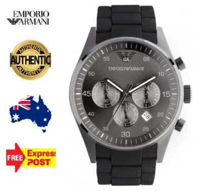 EMPORIO ARMANI SPORTIVO AR5889 GREY/BLACK SILICONE MENS STAINLESS STEEL WATCH - Image 1 of 4