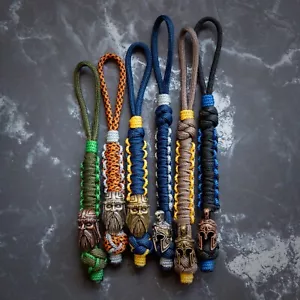 Practicalix Warrior Spartan Viking Paracord EDC Lanyard Holder Handmade Custom - Foto 1 di 19