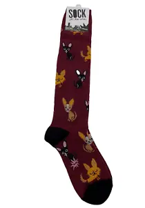 Dog Socks Chihuahua Sock it to Me Knee High puppy cute silly black red brown - Picture 1 of 10