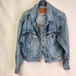 Levis Womens Jacket X-Small Blue Premium Quality Big E Jean Denim Trucker Jacket - Picture 1 of 7