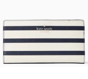 Kate Spade Marlee Large Slim Bifold Sailing Stripe Leather NWT - Picture 1 of 4
