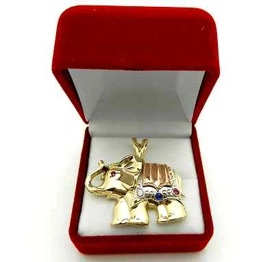LUCKY Solid  14k Multi Tone Gold ELEPHANT Charm Pendant 10 grams - Image 1 of 4