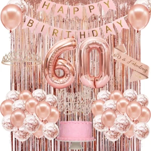 60Th Birthday Decorations Women, Rose Gold 60 Birthday Party Decorations for Wom - Picture 1 of 12
