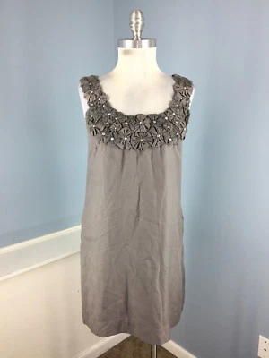 Yoana Baraschi Xs Gray Shift dress Anthropologie Rosette Cocktail party Silk Wow - Image 1 of 4