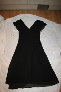 WHISTLES Robe Noire 100% SOIE 1930s Empire Perles FR 38 Black SILK Dress UK 10
