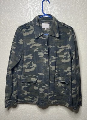 Skies Are Blue Camo Jacket Womens Medium Military Style Denim - Изображение 1 из 4