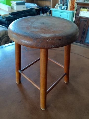Vintage Miniature Wooden Stool Doll Teddy Bear Size 9" Tall Cover