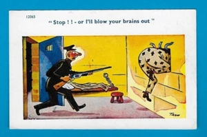 POSTKARTE COMIC KÜNSTLER TROW BROOK N.16 GEFÄNGNIS GEFÄNGNIS STRÄFLING FLUCHT WAFFE GEHIRN 2065 - Bild 1 von 2