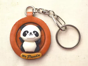 Panda Handmade 3D Leather Plate Keychain/Bag Charm *VANCA* Made in Japan #26563 - Picture 1 of 12