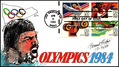 Scott C108a 40 Cents 84 Olympics Bernard Goldberg Hand Painted FDC 42 Of 99 - Image 1 of 2