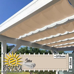 Falt-Sonnensegel sand 375x95 extra schmal Innenbeschatt. Glasdach Wintergartern - Bild 1 von 12