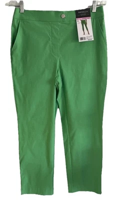 Pantalón capri Rafaella para mujer 23" entrepierna cómodo elástico verde talla 6 nuevo con etiquetas Foto 1 de 4