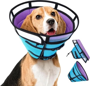 Soft Dog Cone Collar – Comfy Mesh, Adjustable & Foldable (Blue/Purple, M) - Picture 1 of 8