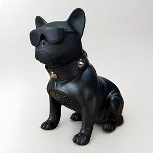MD565 French Bull Dog Style Portable Bluetooth Speaker w/Collar & Glasses- Black - Picture 1 of 9
