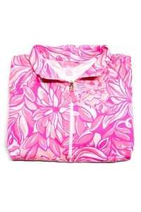 Lilly Pulitzer Girls Abstract Floral Printed 1/2 Zip Up Pullover Top Pink Size L - Picture 1 of 6