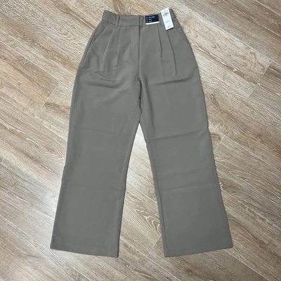 Abercrombie & Fitch Curve Love Pants Womens 24/0s Beige Ultra High Wide NWT - Image 1 of 4