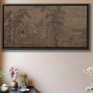 Chinese Landscape Painting Canvas Print Ancient Wall Art Nature Decor Framed - Picture 1 of 9