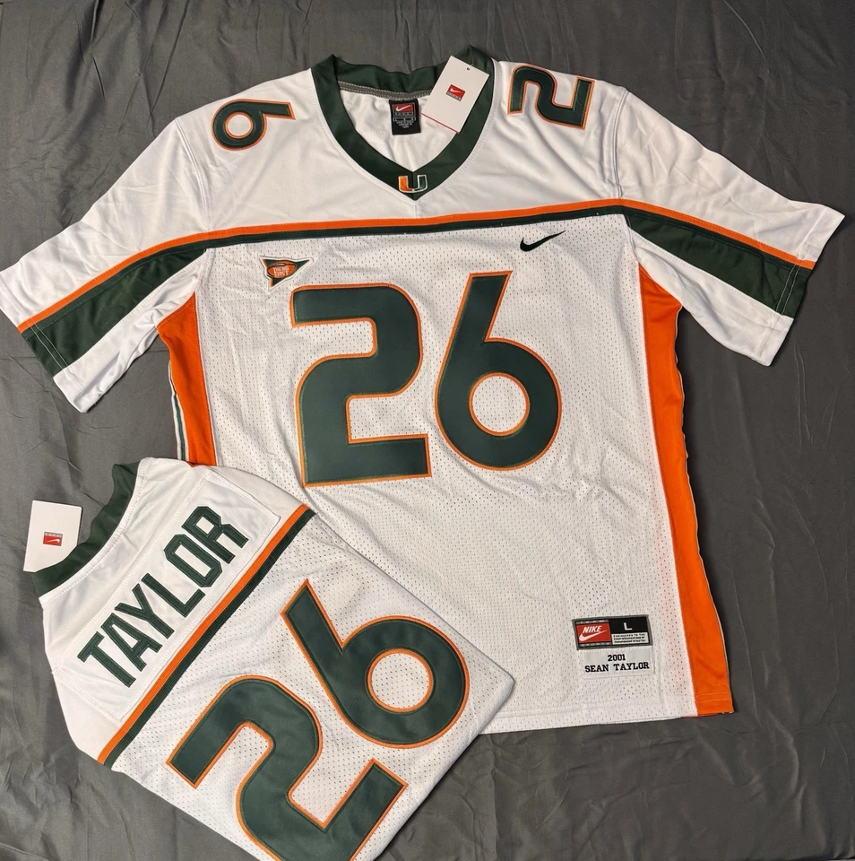 ФУТБОЛКА SEAN TAYLOR 2001 УНИВЕРСИТЕТ МАЙАМИ HURRICANES NIKE БОЛЬШАЯ - Изображение 1 из 4