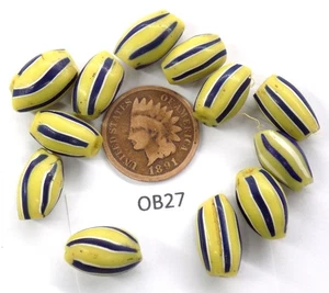 12 RARE Oval Venetian Striped Trade Beads African   OB27 BG 86 - Picture 1 of 1