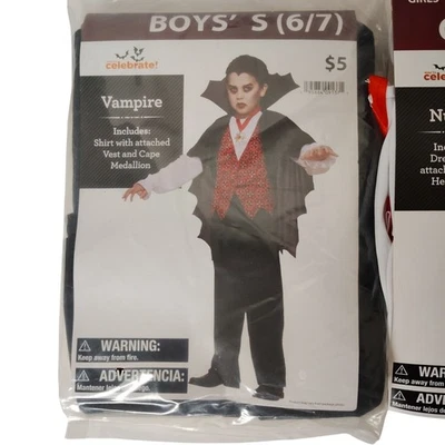 Disfraz de vampiro Celebrate para niños S 6/7 con chaleco adjunto capa y medallón Foto 1 de 4