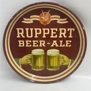 Vassoio vintage Jacob Ruppert birra Ale latta metallo servizio originale bar New York 12" - Foto 1 di 6