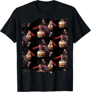 Space Laser Cat On Flame Grilled Veggie Burger T-Shirt Hoodie - Picture 1 of 12